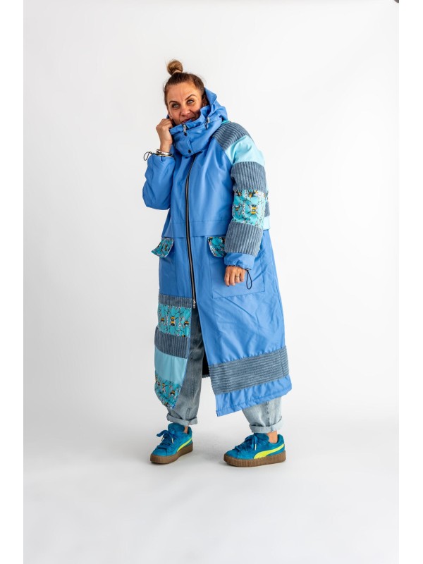 PARKA HOODIE LONGLINE BABY BLUE
