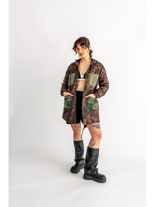 PARKA CAMO KIESZENIE KHAKI DENIM