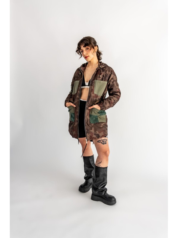 PARKA CAMO KIESZENIE KHAKI DENIM