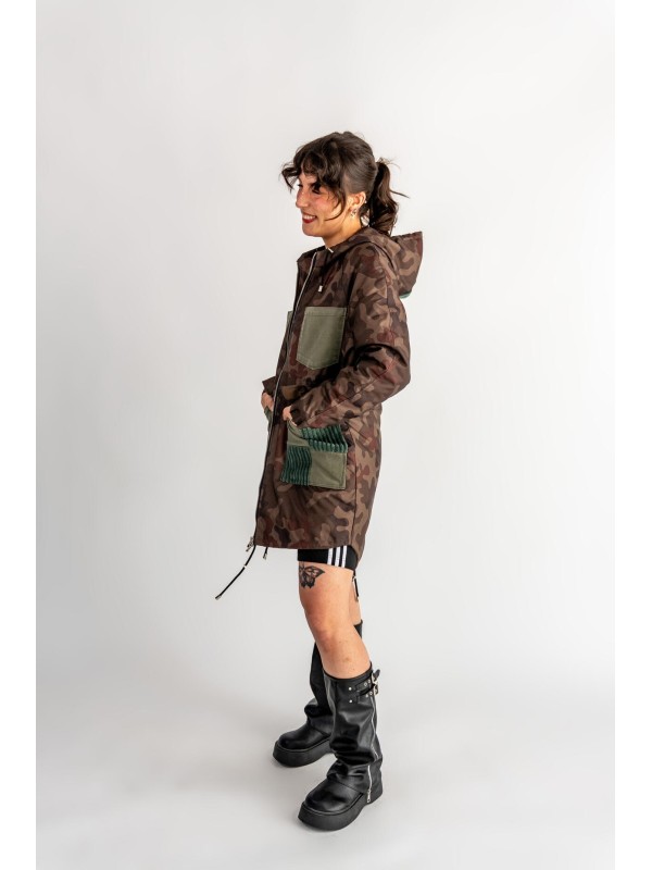 PARKA CAMO KIESZENIE KHAKI DENIM