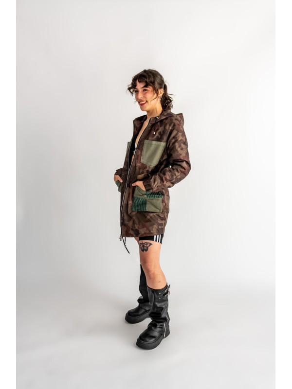 PARKA CAMO KIESZENIE KHAKI DENIM