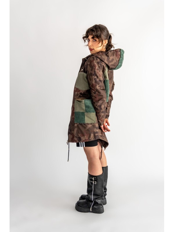 PARKA CAMO KIESZENIE KHAKI DENIM
