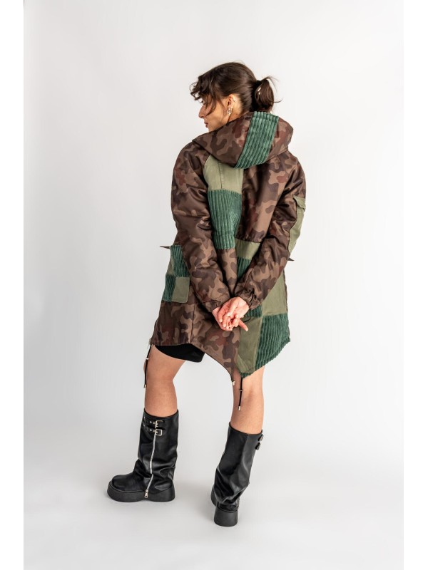 PARKA CAMO KIESZENIE KHAKI DENIM