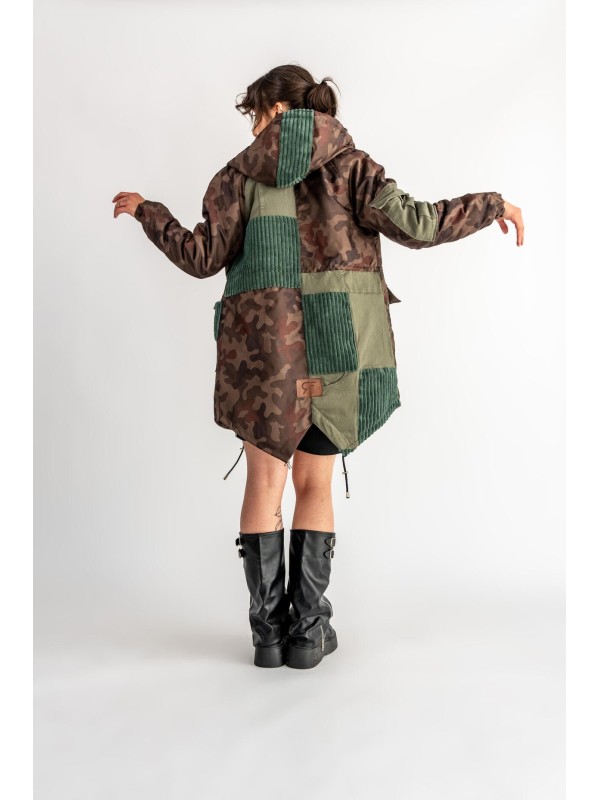 PARKA CAMO KIESZENIE KHAKI DENIM