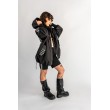 BOMBER HOODIE CZARNA ŁATY WEŁNA