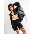 BOMBER HOODIE CZARNA ŁATY WEŁNA