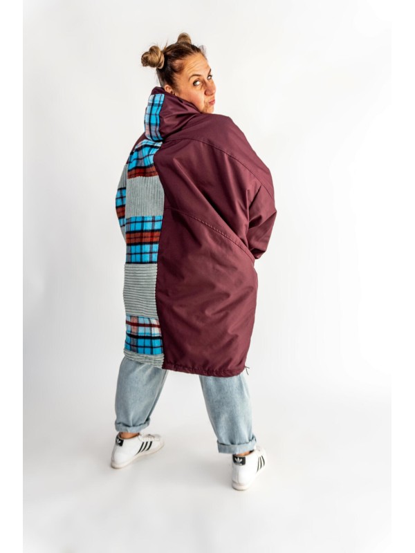 PŁASZCZ HOODIE BURGUND KRATA
