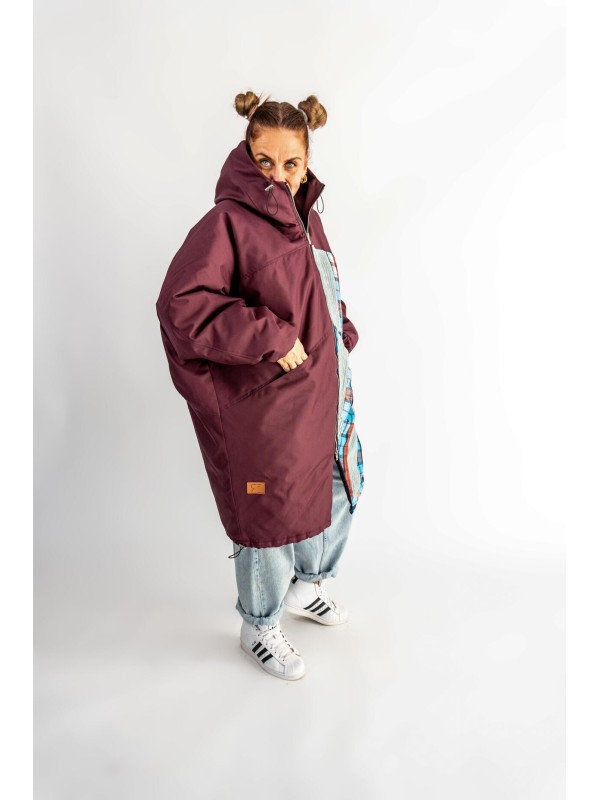 PŁASZCZ HOODIE BURGUND KRATA