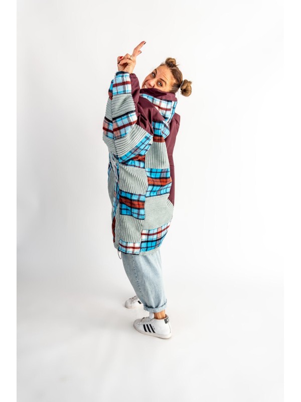 PŁASZCZ HOODIE BURGUND KRATA