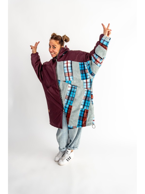 PŁASZCZ HOODIE BURGUND KRATA