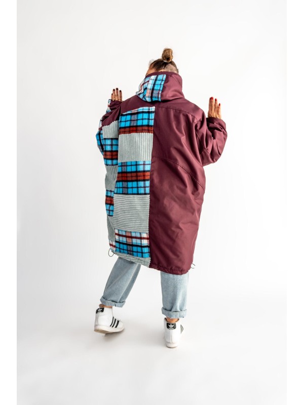 PŁASZCZ HOODIE BURGUND KRATA