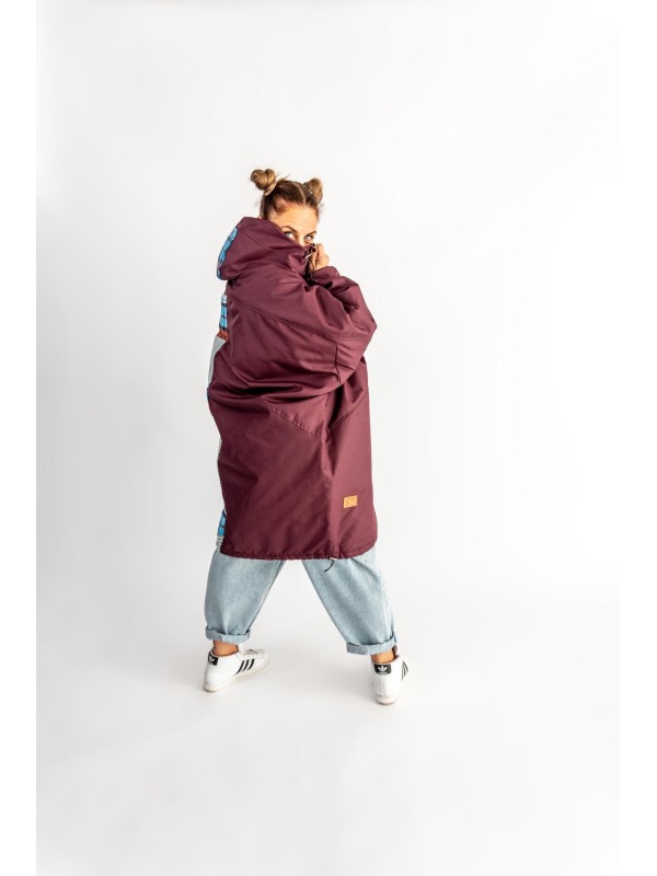 PŁASZCZ HOODIE BURGUND KRATA