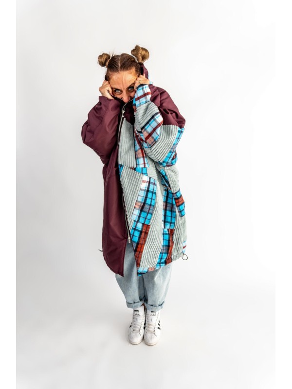 PŁASZCZ HOODIE BURGUND KRATA