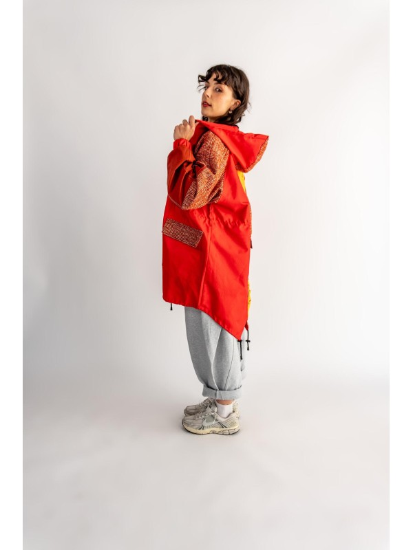 PARKA CZERWONA ŁATY