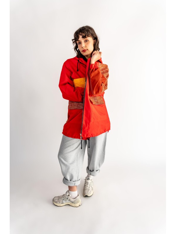 PARKA CZERWONA ŁATY