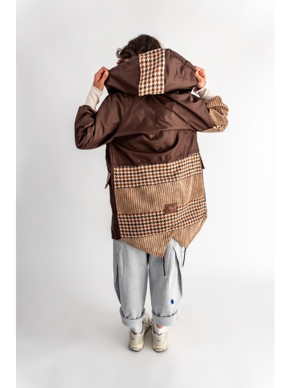PARKA BRĄZ PEPITKA