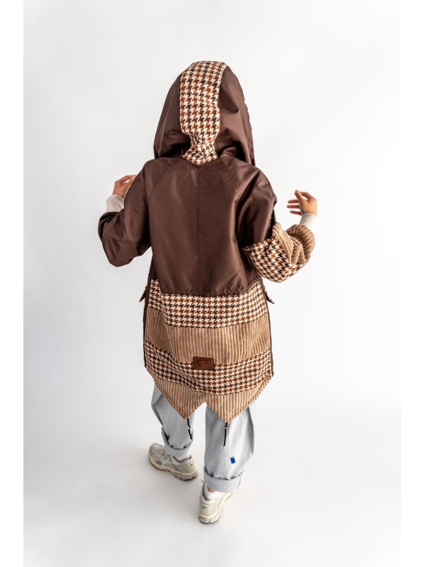 PARKA BRĄZ PEPITKA