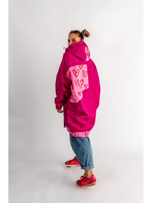 PŁASZCZ HOODIE FUKSJA SERCA