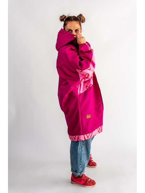 PŁASZCZ HOODIE FUKSJA SERCA