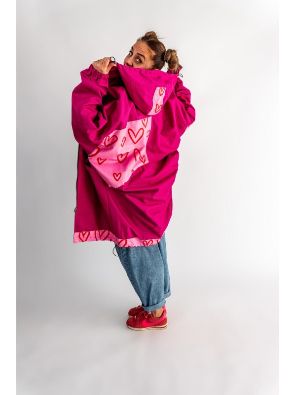 PŁASZCZ HOODIE FUKSJA SERCA